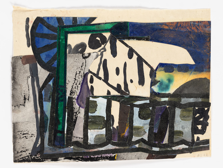 Amy Sillman, Untitled, 2022, gouache and ink on handmade paper, 11 x 14 1/2 in 
