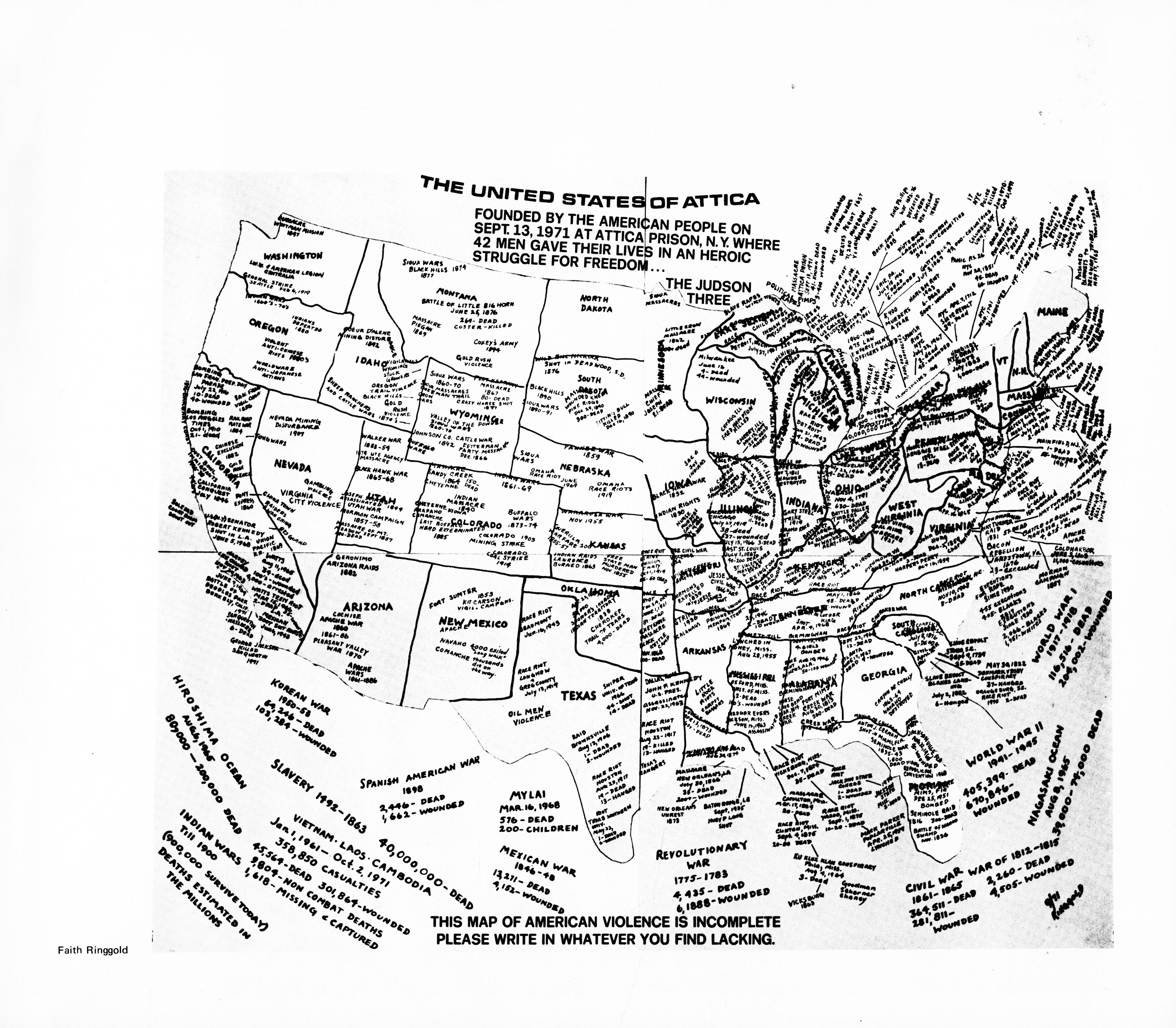 Faith Ringgold, United States of Attica, as reproduced in the Attica Book, 1972.