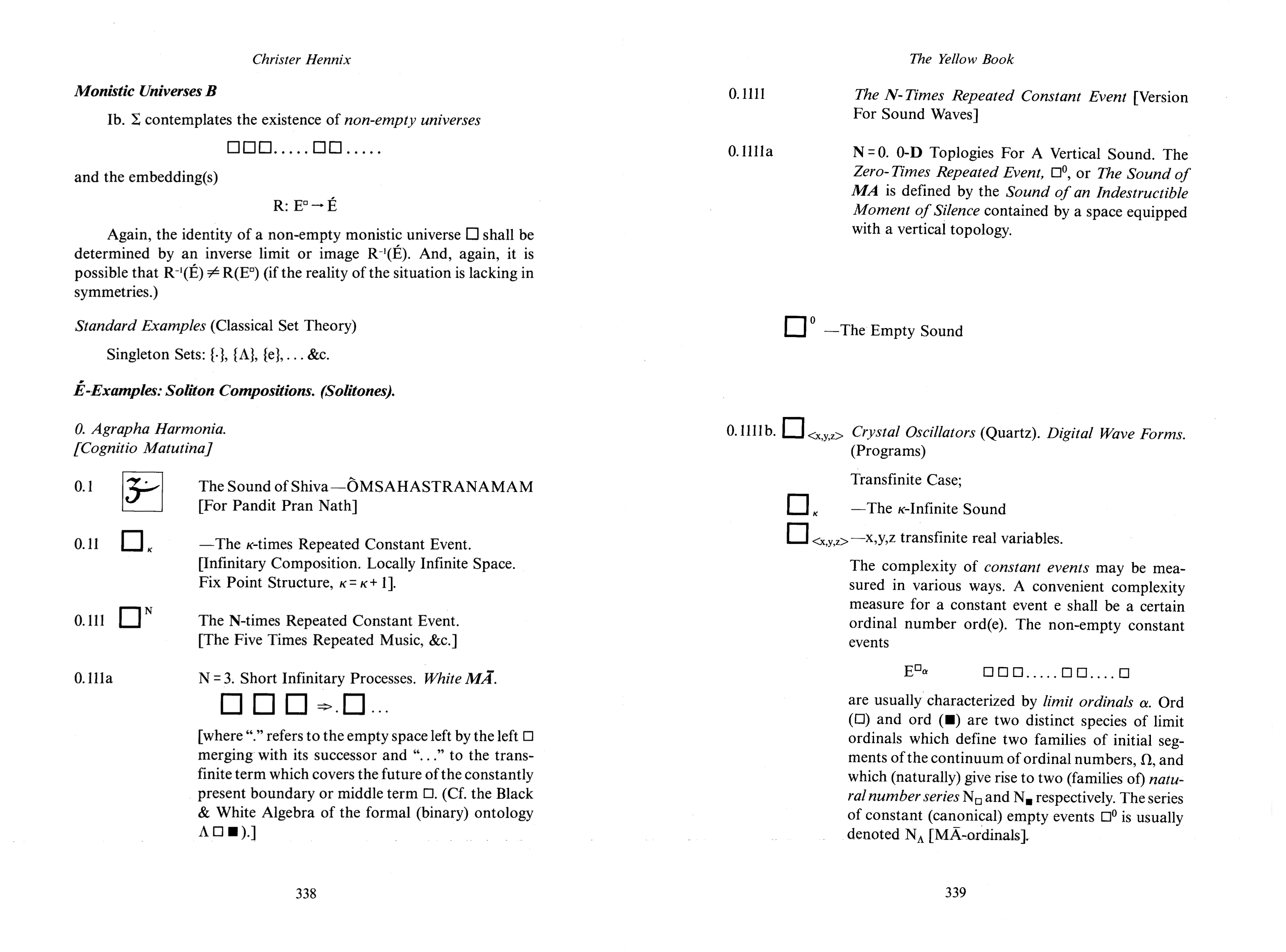 "Monistic Universes B," excerpt from The Yellow Book. 