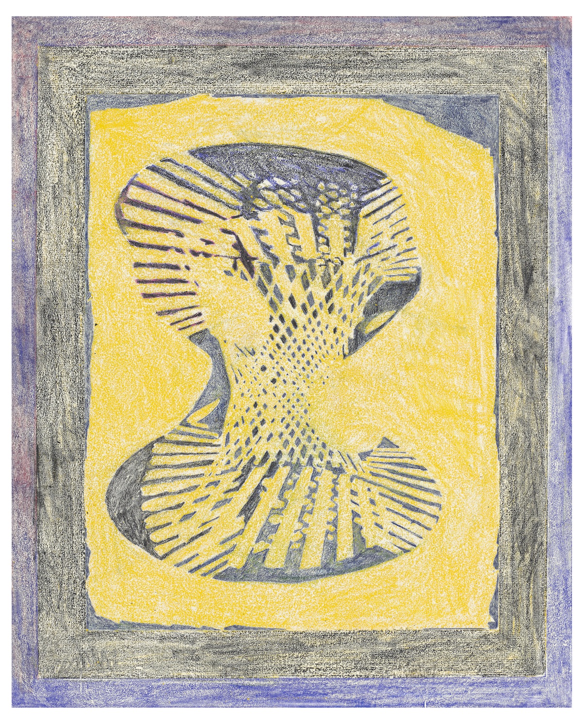 Terry Winters, Portrait 1/4, 2021, monoprint with additions in pencil, crayon, and oil, 46 7/8 x 38 3/4".