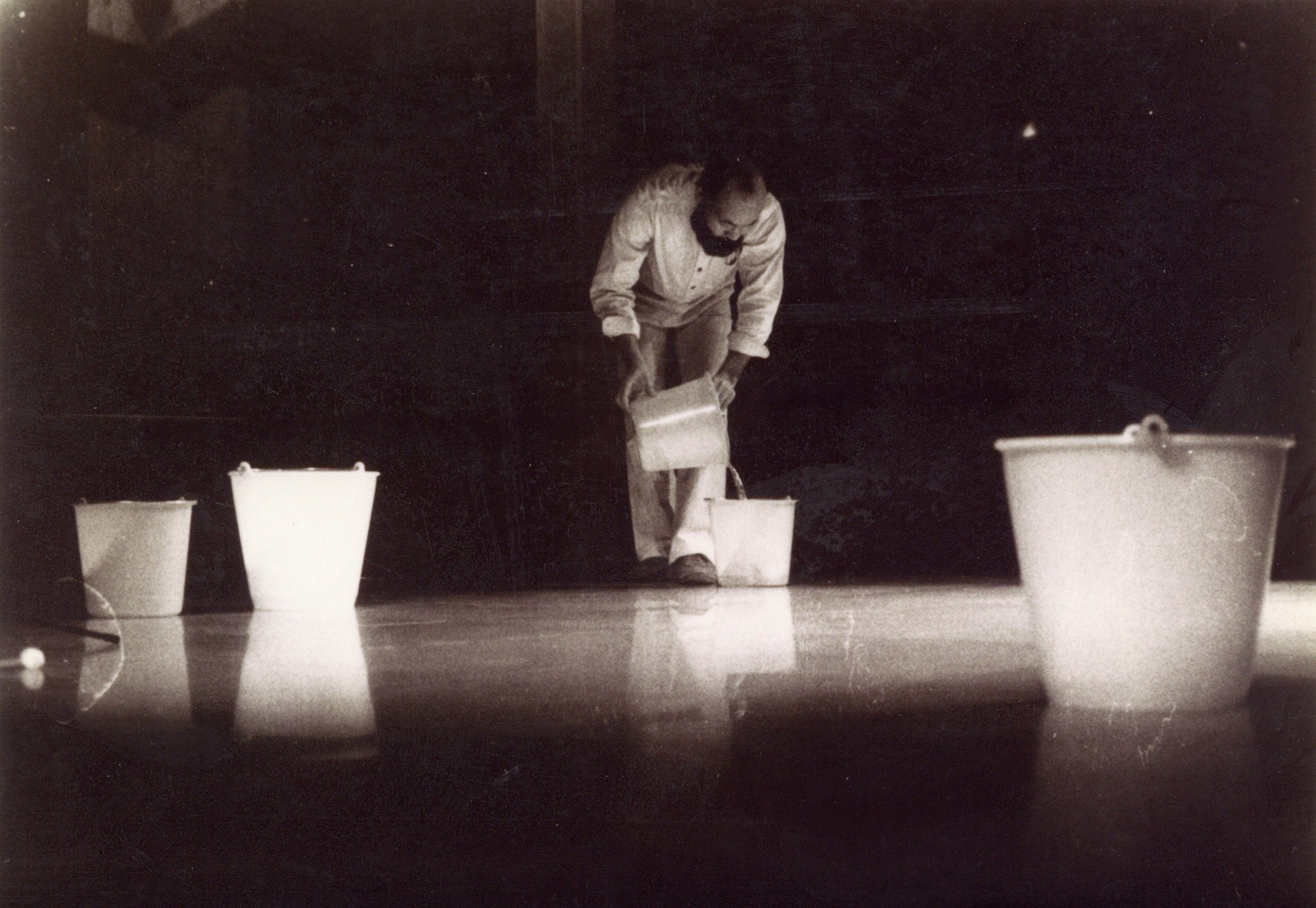 Akio Suzuki performing Conceptual Soundwork at the Festival d’Automne à Paris, 1978. Photo: Mami Aoyama.