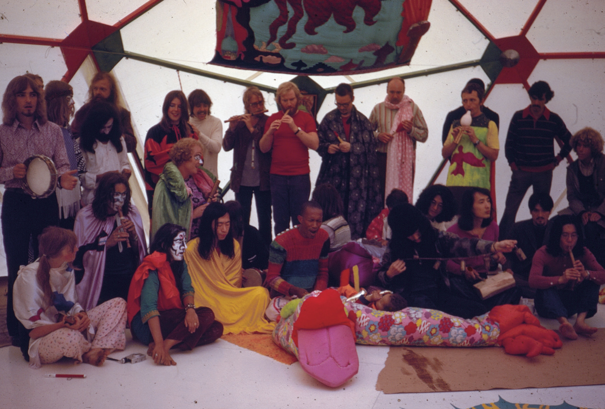 Don Cherry with the Taj-Mahal Travellers during “Utopias and Visions” at Moderna Museet, Stockholm,‎1972.