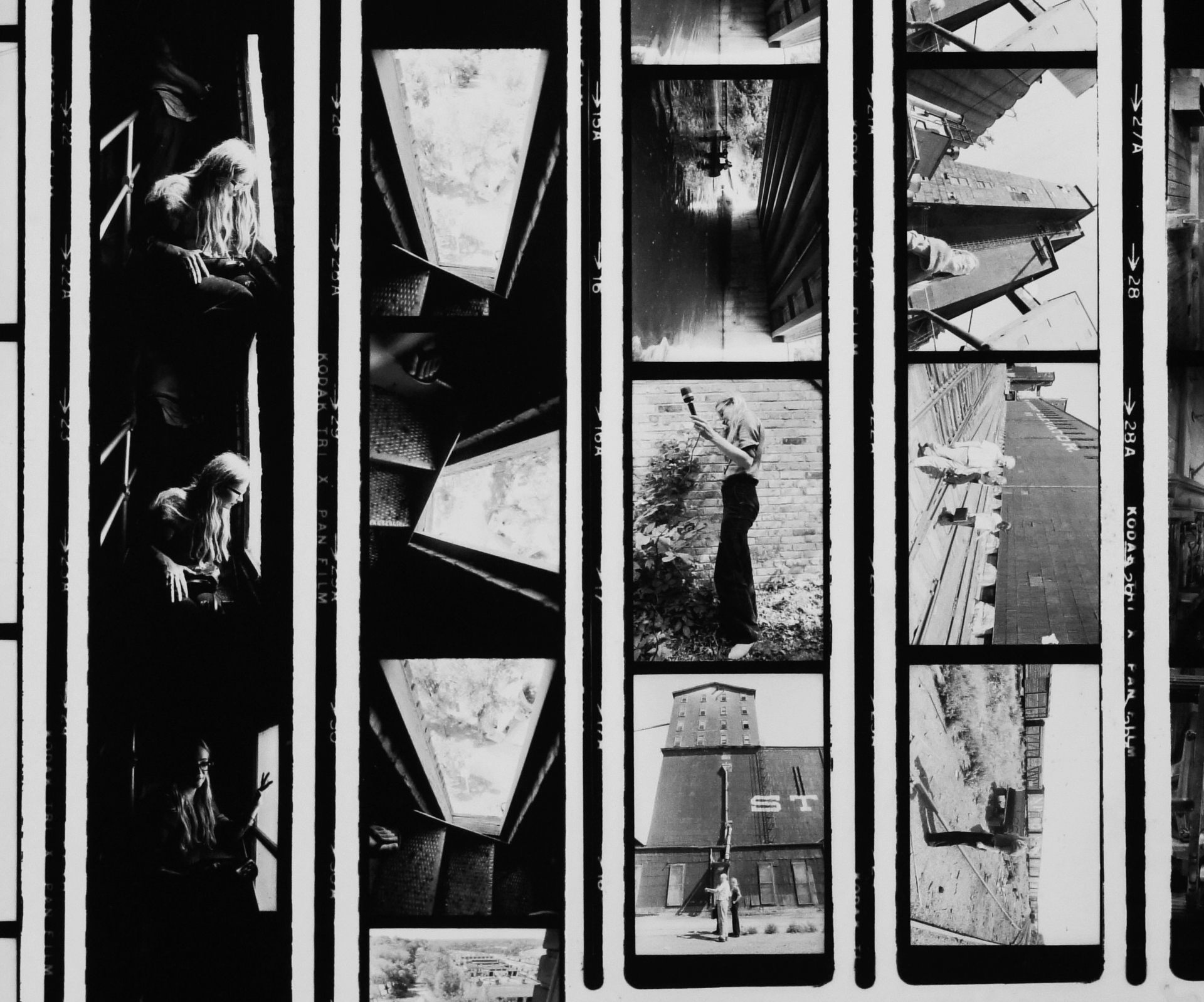 A contact sheet of images of Maryanne Amacher. 