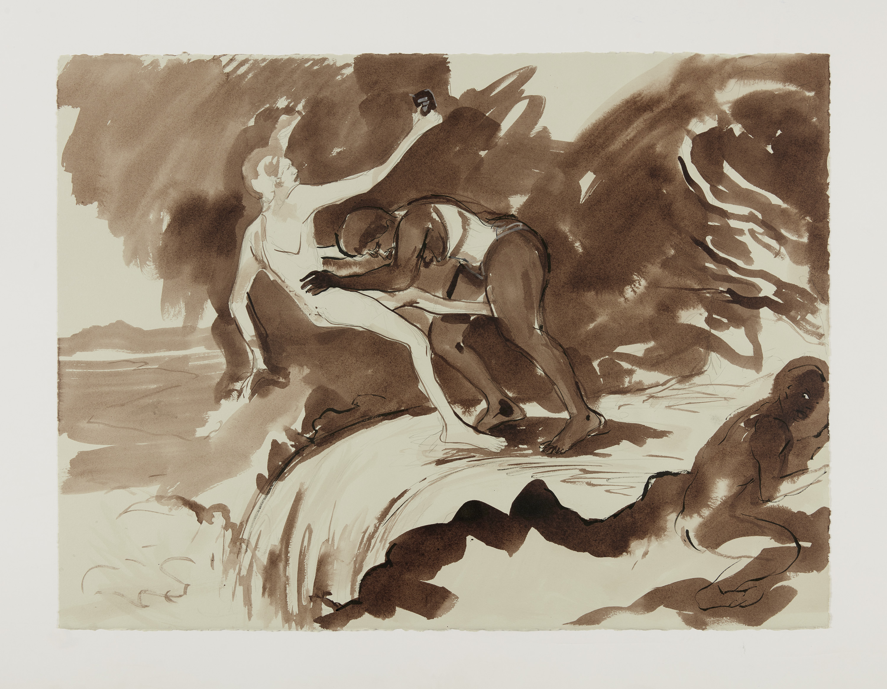 Kara Walker, Just be done with it, 2020, graphite, watercolor, gouache, sumi-e ink on paper, 22 1/2 x 30 in framed. Courtesy the artist and Sikkema Jenkins & Co.